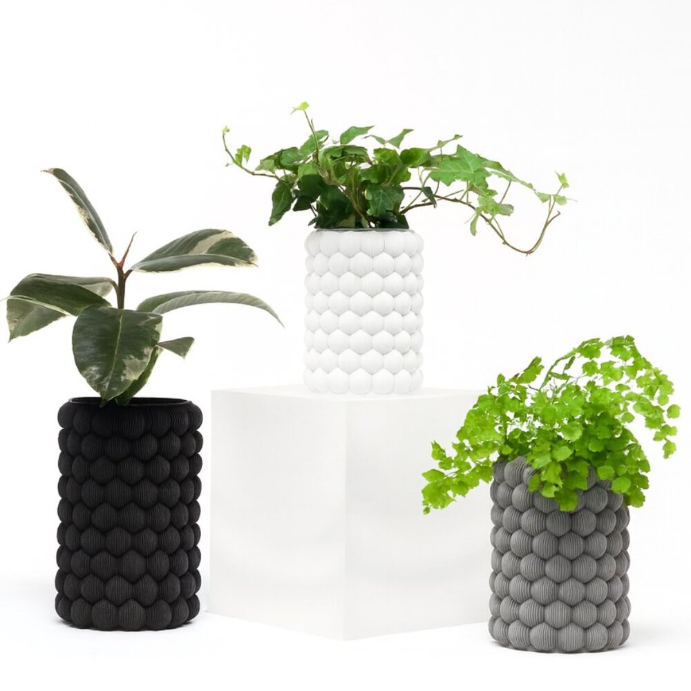 3D Printed Bubble Planter – Modern Honeycomb Plant Pot | Black, White, or Gray